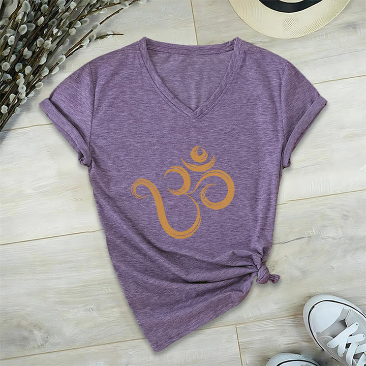 T-shirt Olivenorma Breathe Yoga Méditation à col en V inspirant - Violet - 2XL - image 24