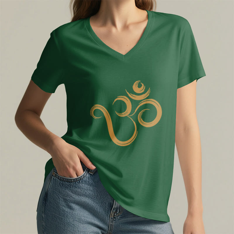 T-shirt Olivenorma Breathe Yoga Méditation à col en V inspirant - image 5