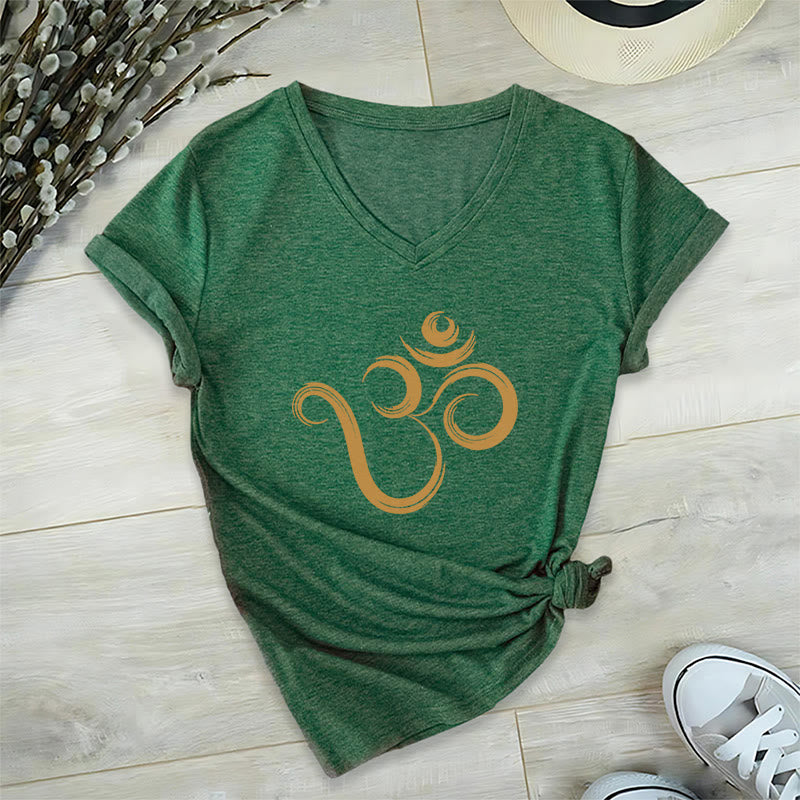 T-shirt Olivenorma Breathe Yoga Méditation à col en V inspirant - Vert foncé - 2XL - image 4