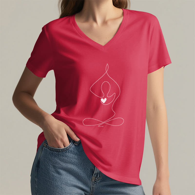 T-shirt col V Olivenorma Yoga Méditation Posture Spirituelle - image 13