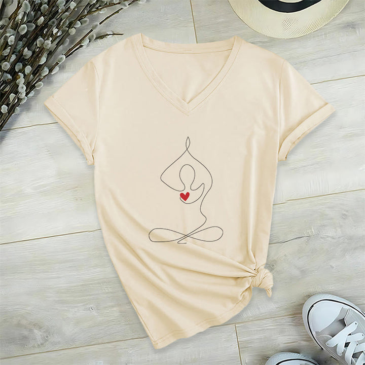 T-shirt col V Olivenorma Yoga Méditation Posture Spirituelle - Kaki - 2XL - image 20