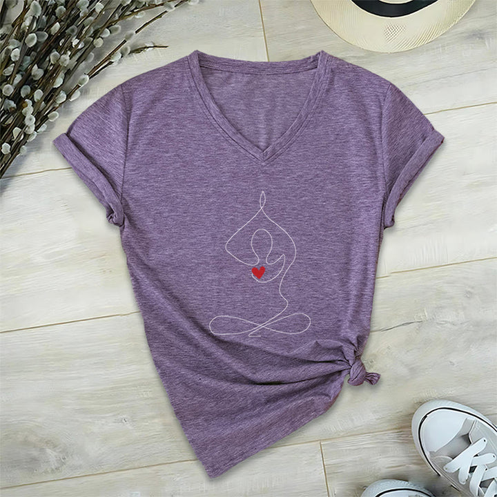 T-shirt col V Olivenorma Yoga Méditation Posture Spirituelle - Violet - 2XL - image 24