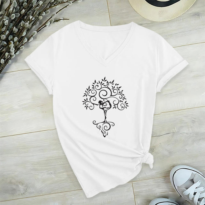 T-shirt col V Olivenorma Yoga Lover Namaste Meditation - Blanc - 2XL - image 2