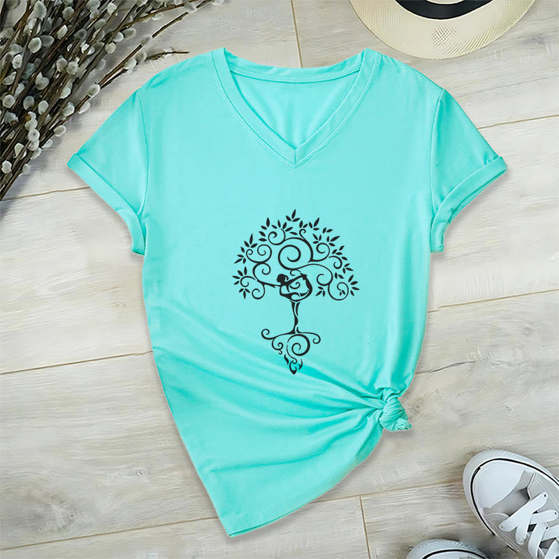T-shirt col V Olivenorma Yoga Lover Namaste Meditation - Lac Bleu - 2XL - image 24