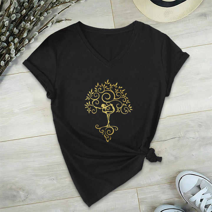 T-shirt col V Olivenorma Yoga Lover Namaste Meditation - Noir - 2XL - image 12