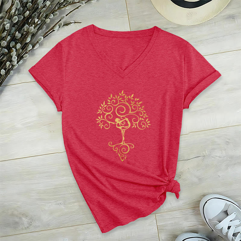 T-shirt col V Olivenorma Yoga Lover Namaste Meditation - Rouge - 2XL - image 14