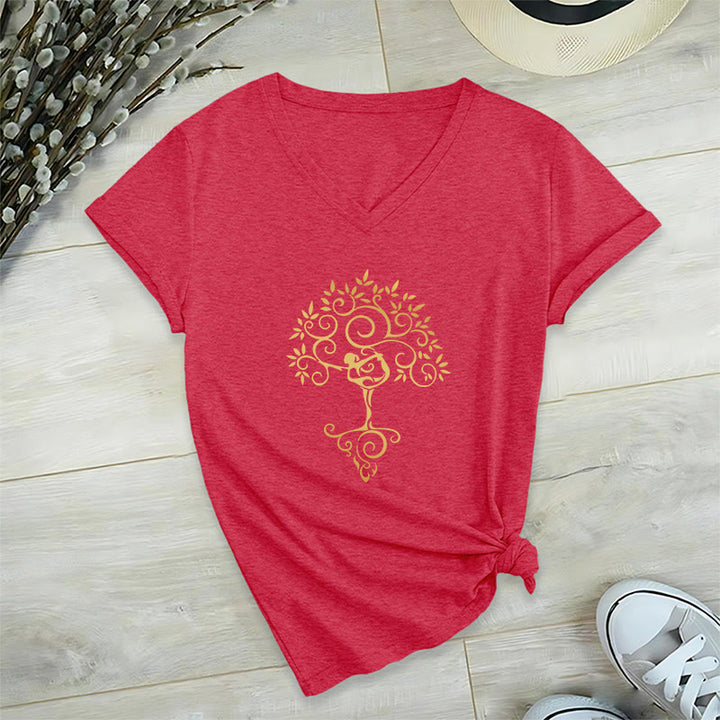 T-shirt col V Olivenorma Yoga Lover Namaste Meditation - Rouge - 2XL - image 14