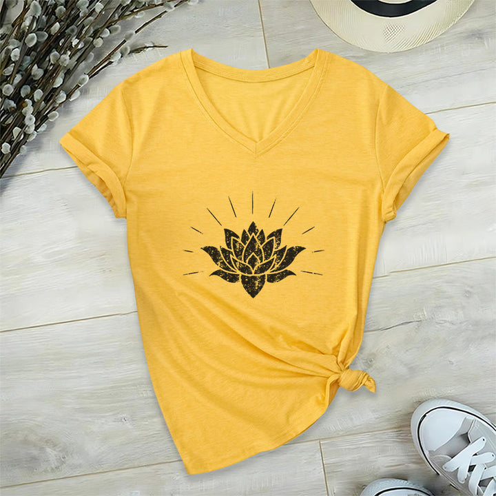 Olivenorma T-shirt col V Lotus Zen Yoga - Jaune - 2XL - image 16