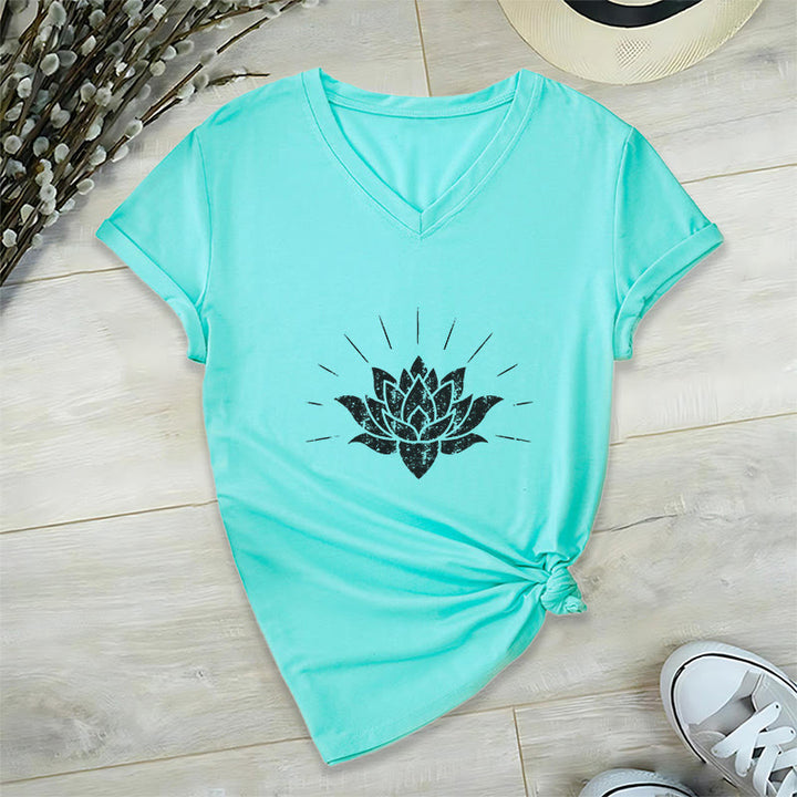 Olivenorma T-shirt col V Lotus Zen Yoga - Lac Bleu - 2XL - image 22