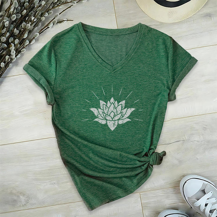 Olivenorma T-shirt col V Lotus Zen Yoga - Vert foncé - 2XL - image 10