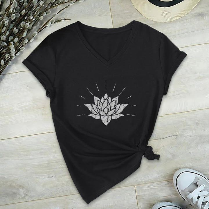 Olivenorma T-shirt col V Lotus Zen Yoga - Noir - 2XL - image 2
