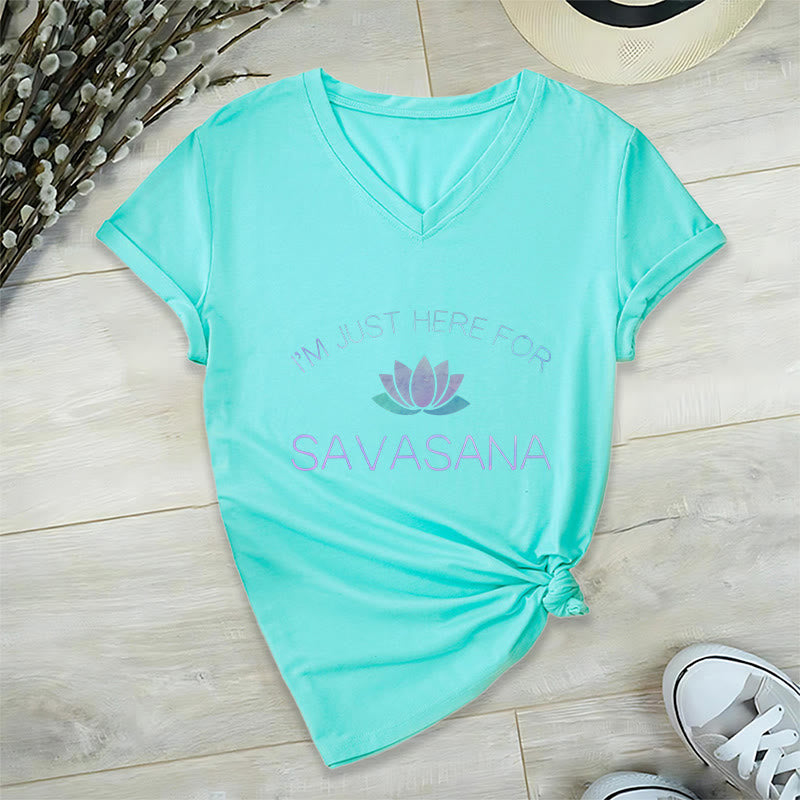 T-shirt Olivenorma Here for Savasana Yoga à col en V - Lac Bleu - 2XL - image 22