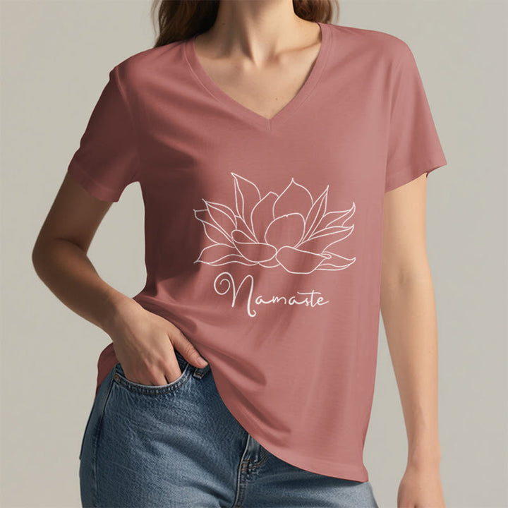 Olivenorma T-shirt surdimensionné à col en V Namaste Yoga - image 5
