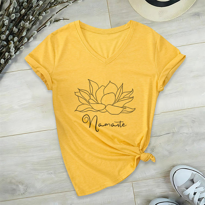 Olivenorma T-shirt surdimensionné à col en V Namaste Yoga - Jaune - 2XL - image 20
