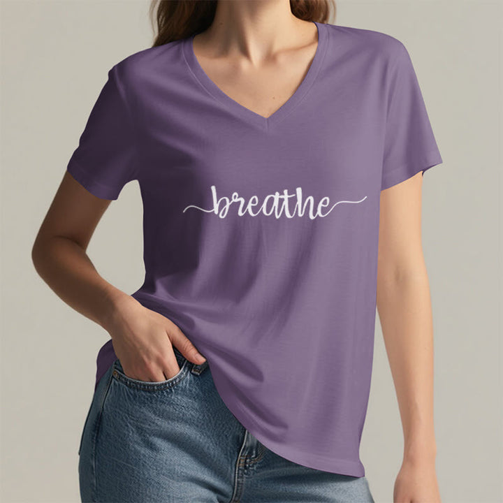 T-shirt Olivenorma Breathe Yoga Méditation à col en V - image 25