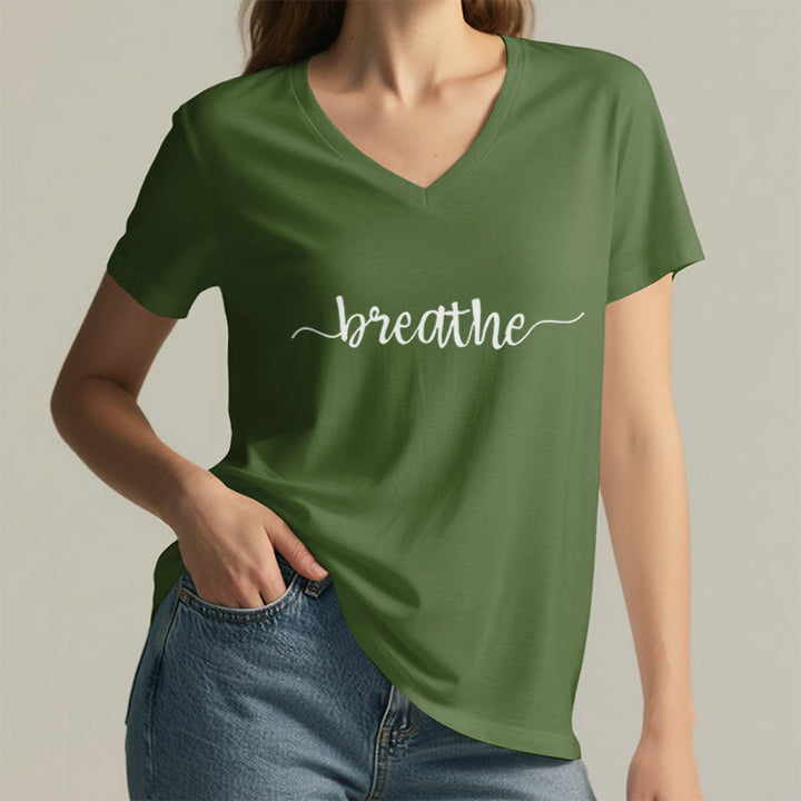 T-shirt Olivenorma Breathe Yoga Méditation à col en V - image 17