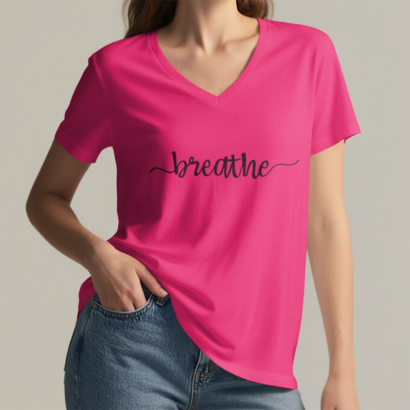 T-shirt Olivenorma Breathe Yoga Méditation à col en V - image 23