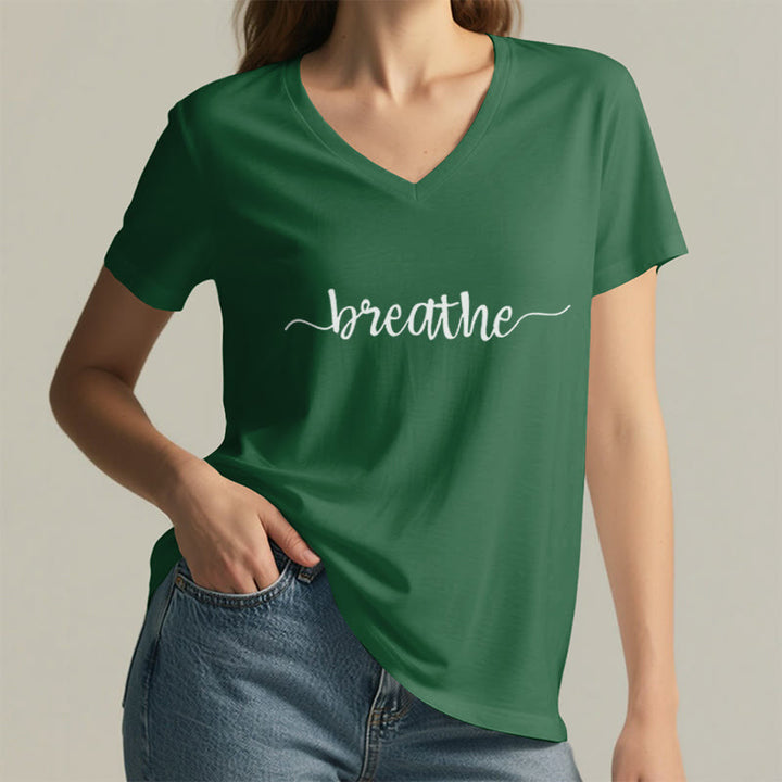 T-shirt Olivenorma Breathe Yoga Méditation à col en V - image 15