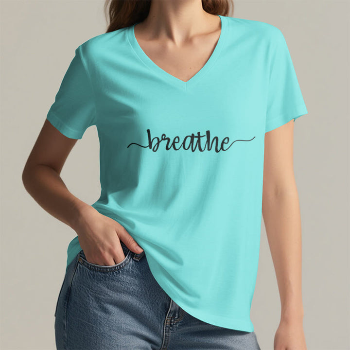 T-shirt Olivenorma Breathe Yoga Méditation à col en V - image 5