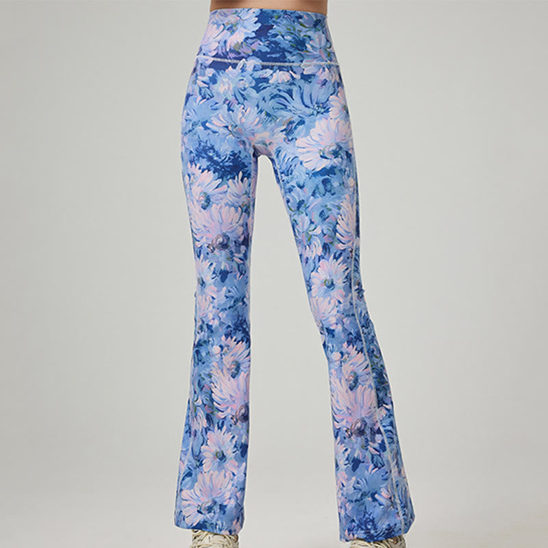 Pantalon de yoga évasé imprimé pour femme Olivenorma - Bleu - XL - image 0