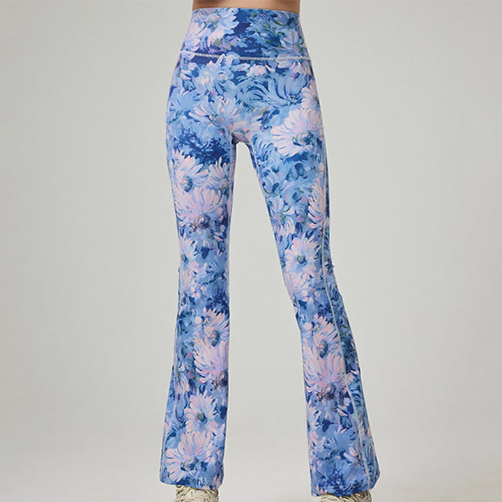 Pantalon de yoga évasé imprimé pour femme Olivenorma - Bleu - XL - image 0