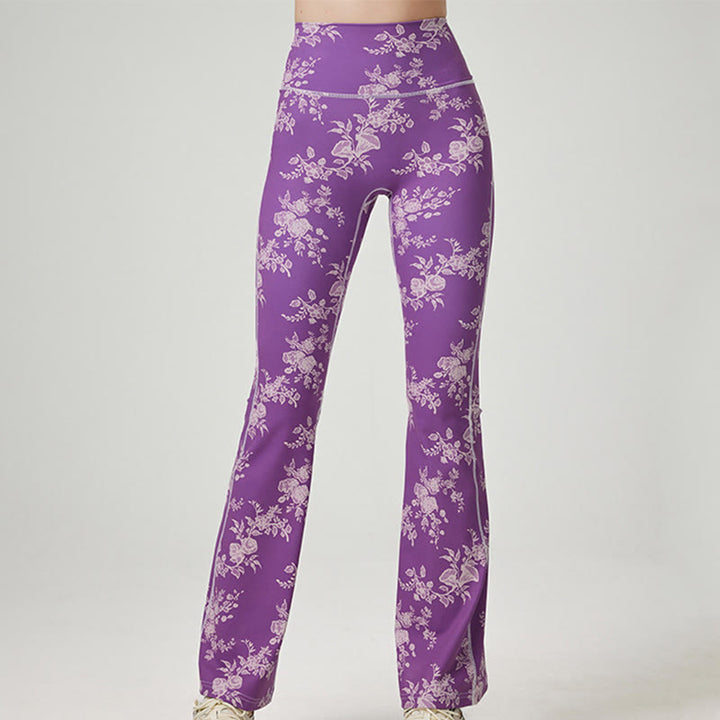Pantalon de yoga évasé imprimé pour femme Olivenorma - Violet - XL - image 10