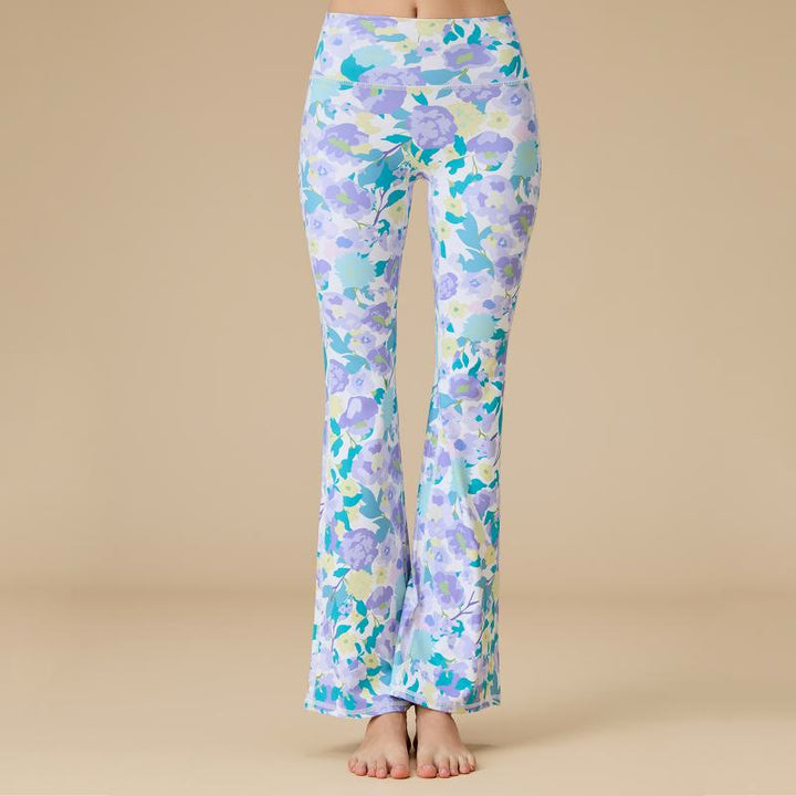 Pantalon de yoga évasé taille haute sculpté pour femme Olivenorma - Fleur bleu-violet - XL - image 13