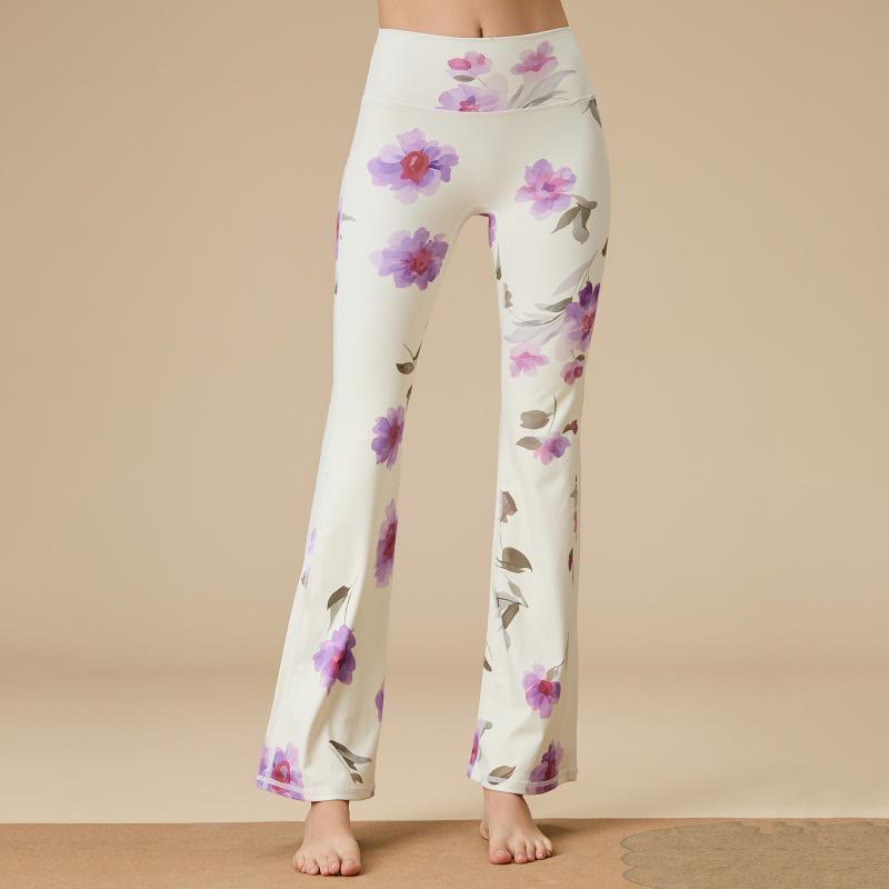 Pantalon de yoga évasé taille haute sculpté pour femme Olivenorma - Rose violette abricot - XL - image 11