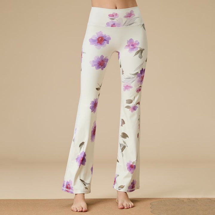 Pantalon de yoga évasé taille haute sculpté pour femme Olivenorma - Rose violette abricot - XL - image 11