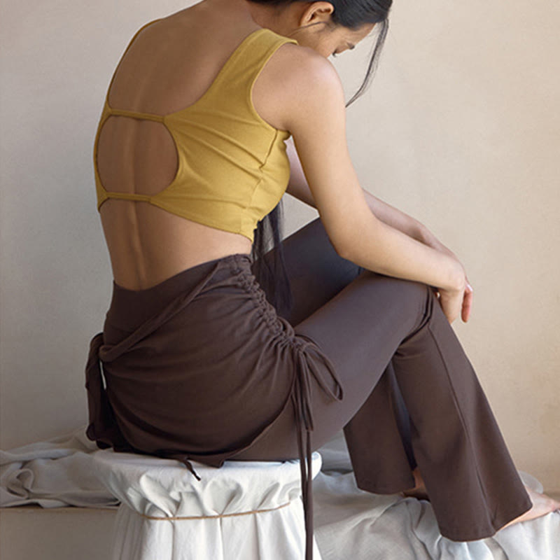 Pantalon évasé élégant à taille haute et détail noué pour femme Olivenorma - image 3