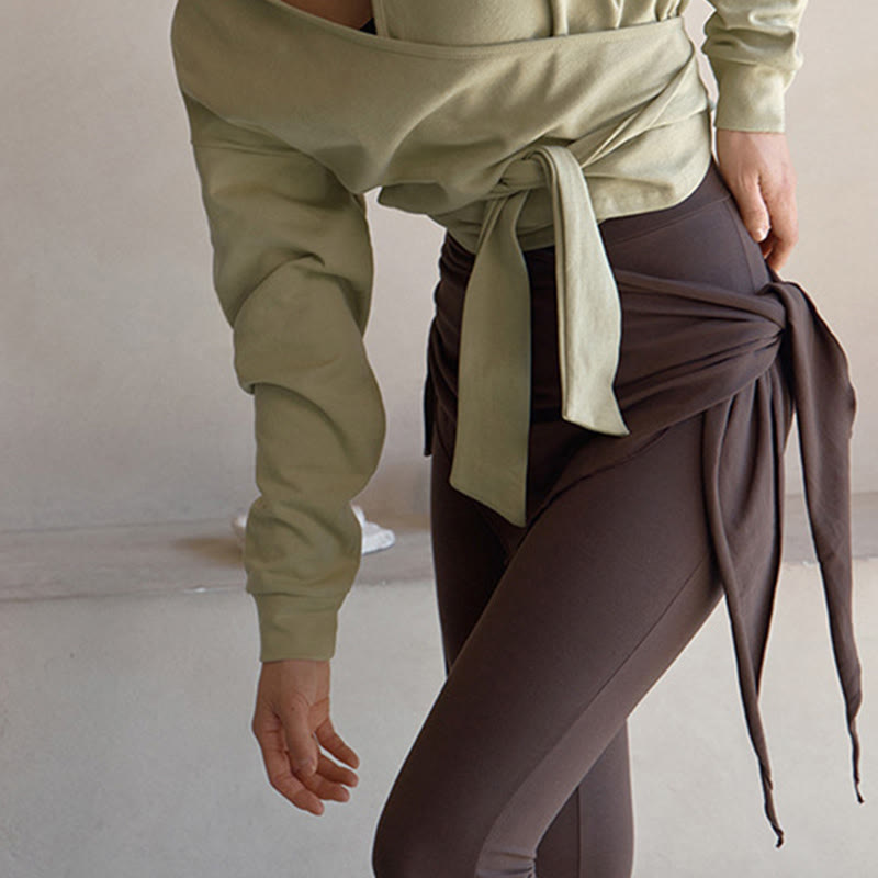 Pantalon évasé élégant à taille haute et détail noué pour femme Olivenorma - image 4