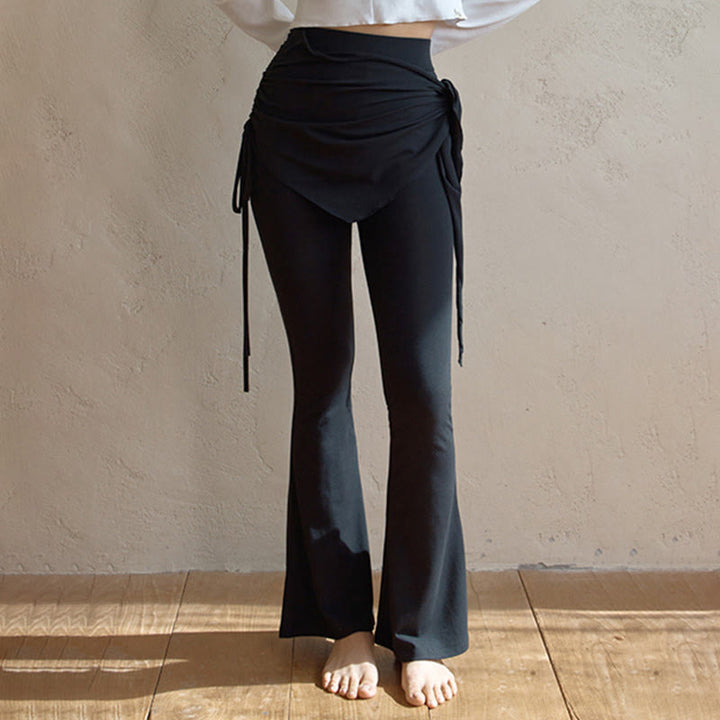 Pantalon évasé élégant à taille haute et détail noué pour femme Olivenorma - image 6