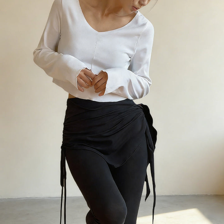 Pantalon évasé élégant à taille haute et détail noué pour femme Olivenorma - image 7