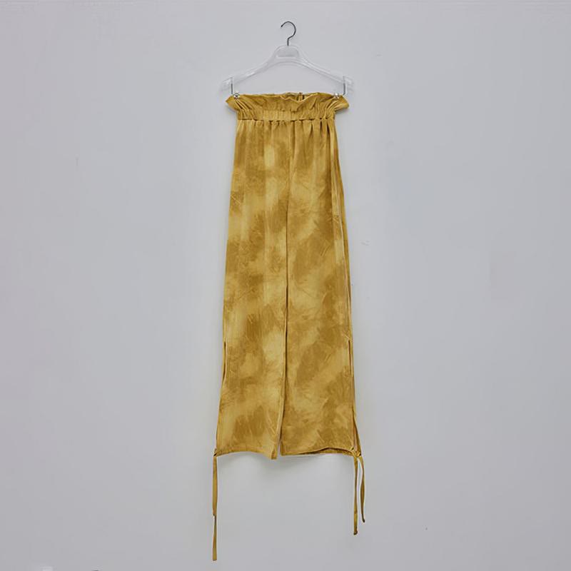 Pantalon de yoga Olivenorma pour femme, imprimé encre, à nouer droit - Jaune - XL - image 9