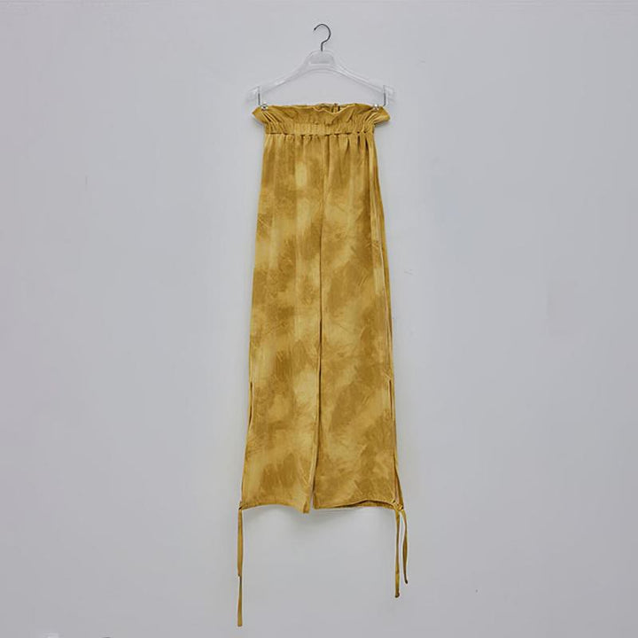 Pantalon de yoga Olivenorma pour femme, imprimé encre, à nouer droit - Jaune - XL - image 9