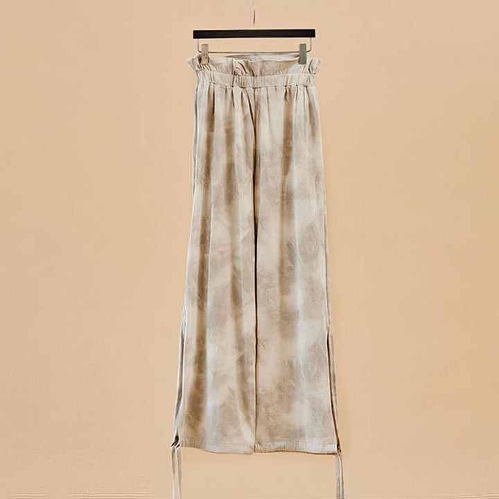 Pantalon de yoga Olivenorma pour femme, imprimé encre, à nouer droit - Gris - XL - image 5