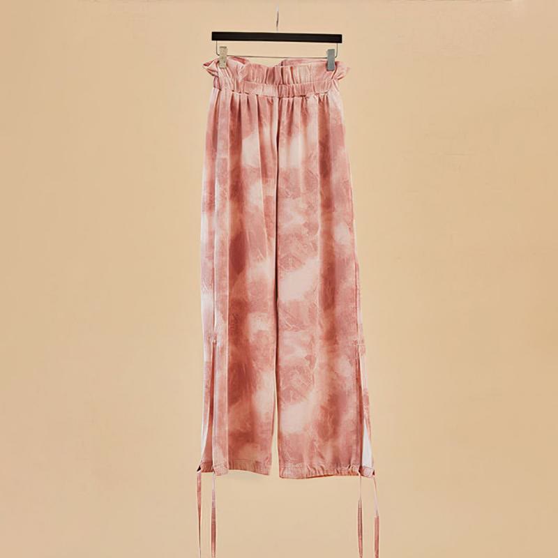 Pantalon de yoga Olivenorma pour femme, imprimé encre, à nouer droit - Rouge - XL - image 1