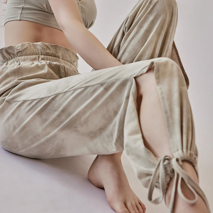 Pantalon de yoga Olivenorma pour femme, imprimé encre, à nouer droit - image 8