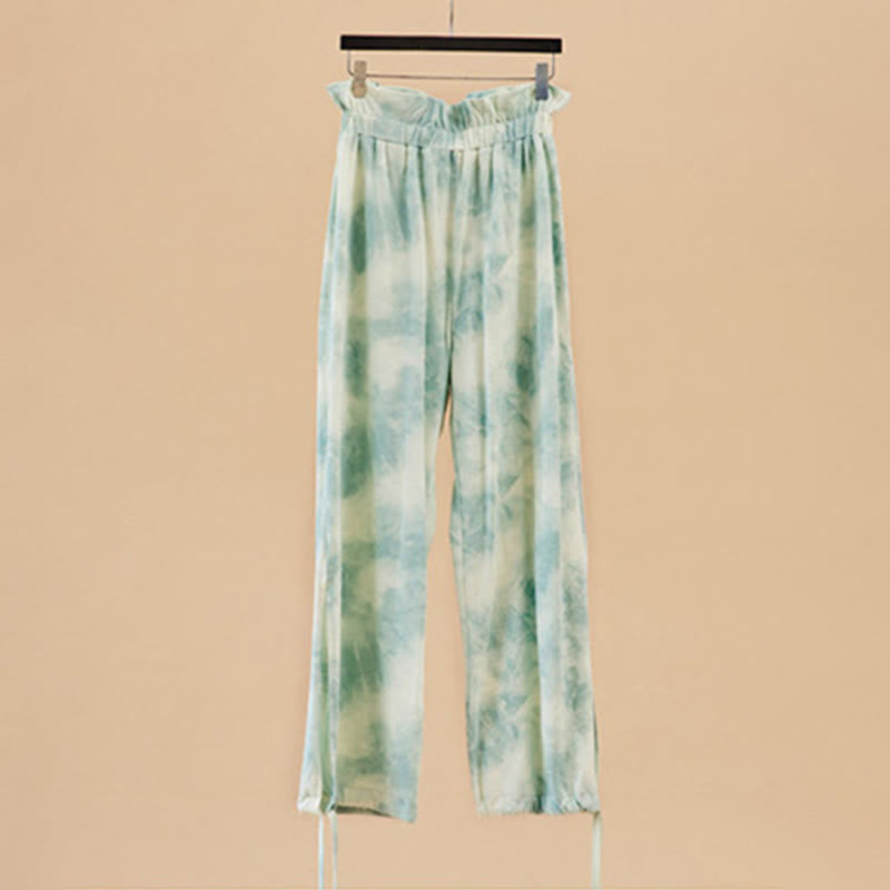 Pantalon de yoga Olivenorma pour femme, imprimé encre, à nouer droit - Vert - XL - image 10