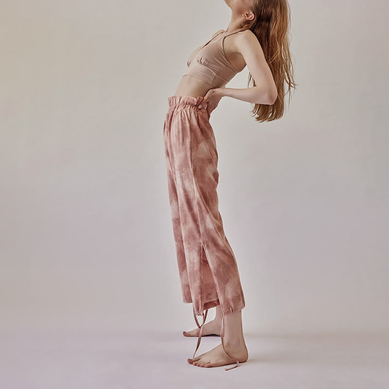 Pantalon de yoga Olivenorma pour femme, imprimé encre, à nouer droit - image 2