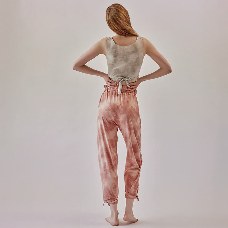 Pantalon de yoga Olivenorma pour femme, imprimé encre, à nouer droit - image 3