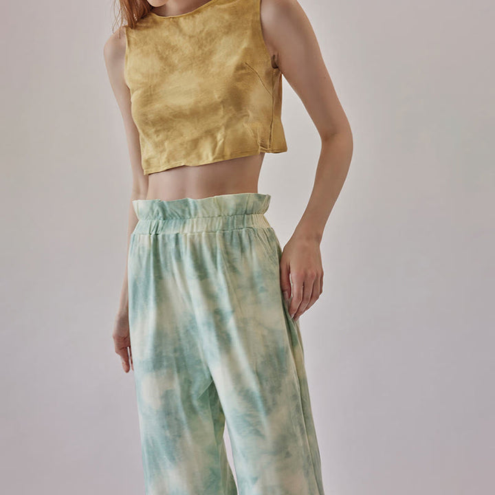 Pantalon de yoga Olivenorma pour femme, imprimé encre, à nouer droit - image 13