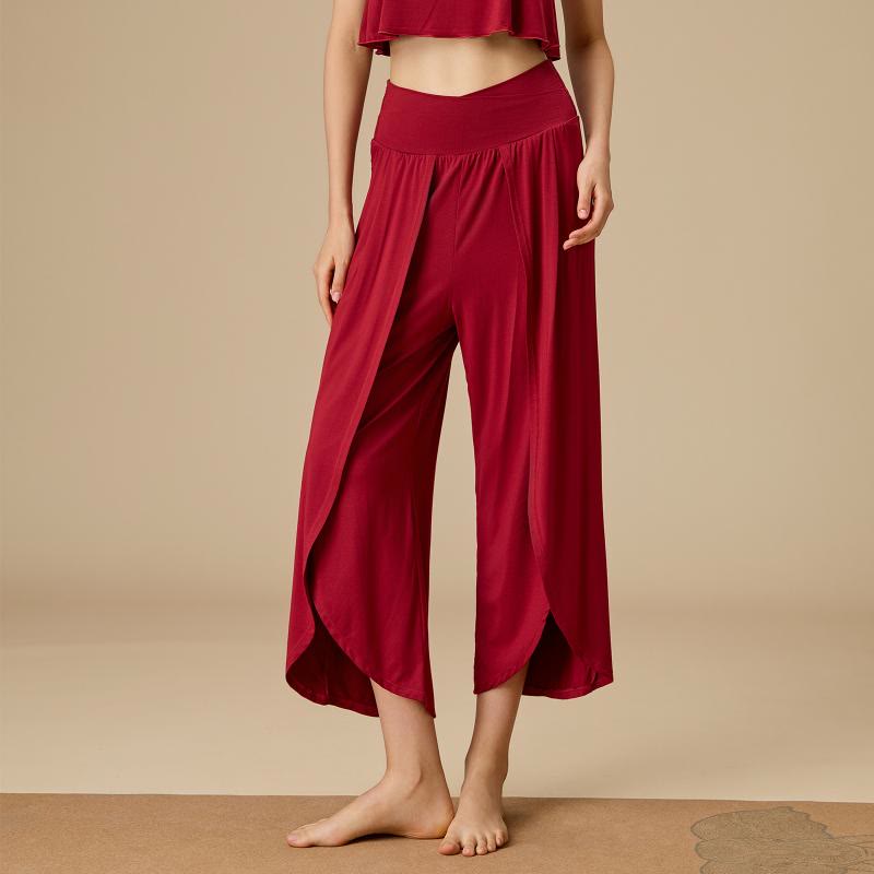Pantalon Olivenorma pour femme en bambou à taille élastique - Rouge - XL - image 4
