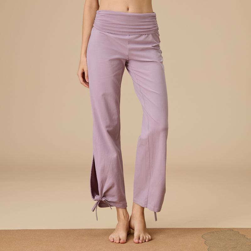 Pantalon Olivenorma pour femme, taille haute, jambes larges et aérées, avec cordon de serrage - Violet - XL - image 6