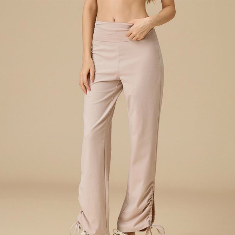 Pantalon Olivenorma pour femme, taille haute, jambes larges et aérées, avec cordon de serrage - Abricot rose - XL - image 9
