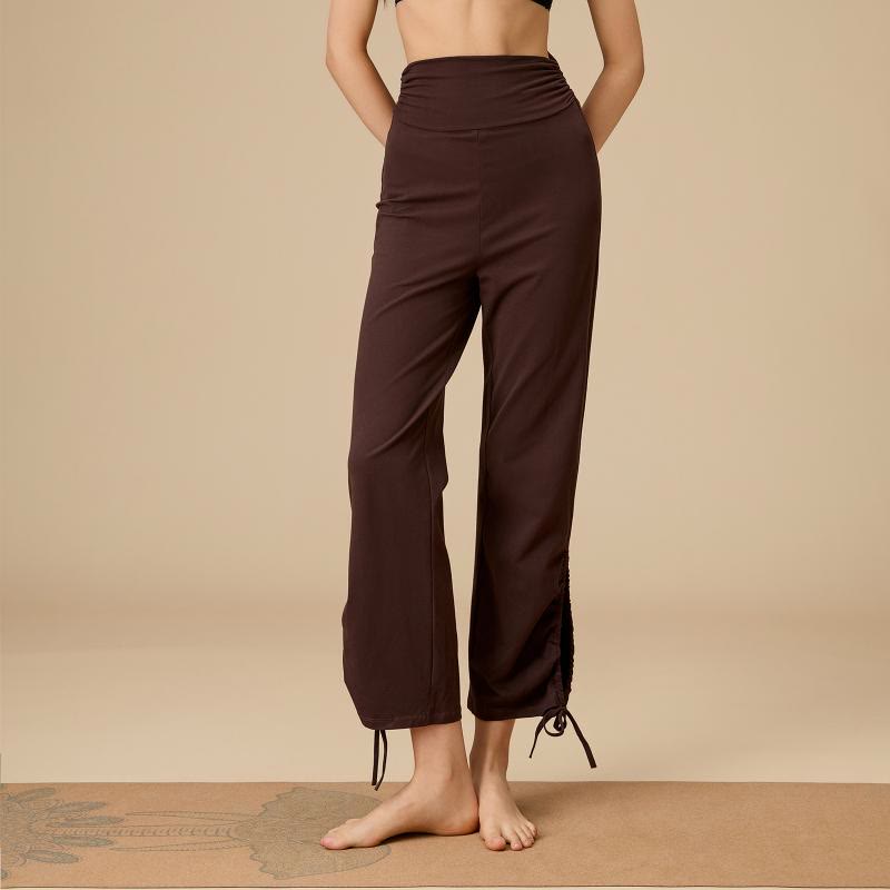 Pantalon Olivenorma pour femme, taille haute, jambes larges et aérées, avec cordon de serrage - image 2
