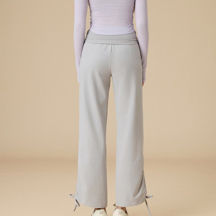 Pantalon Olivenorma pour femme, taille haute, jambes larges et aérées, avec cordon de serrage - image 5