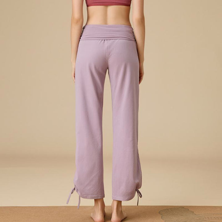 Pantalon Olivenorma pour femme, taille haute, jambes larges et aérées, avec cordon de serrage - image 8