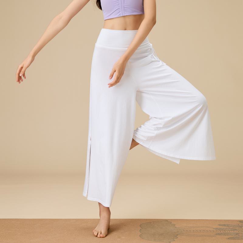 Pantalon Olivenorma Zen Flow pour femme, taille haute et jambes larges - Blanc - XL - image 4