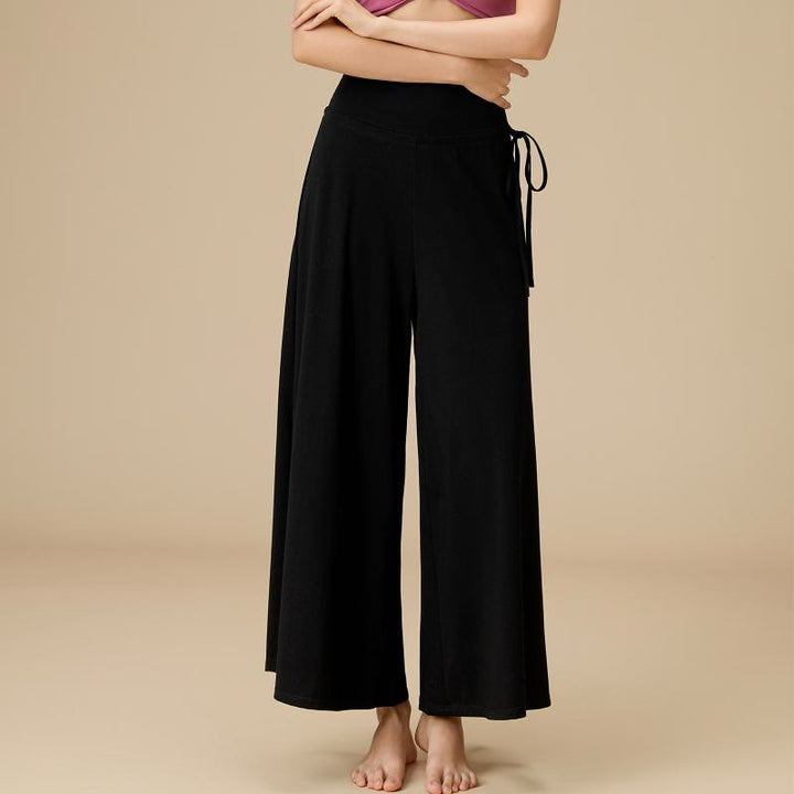 Pantalon Olivenorma Zen Flow pour femme, taille haute et jambes larges - Noir - XL - image 7